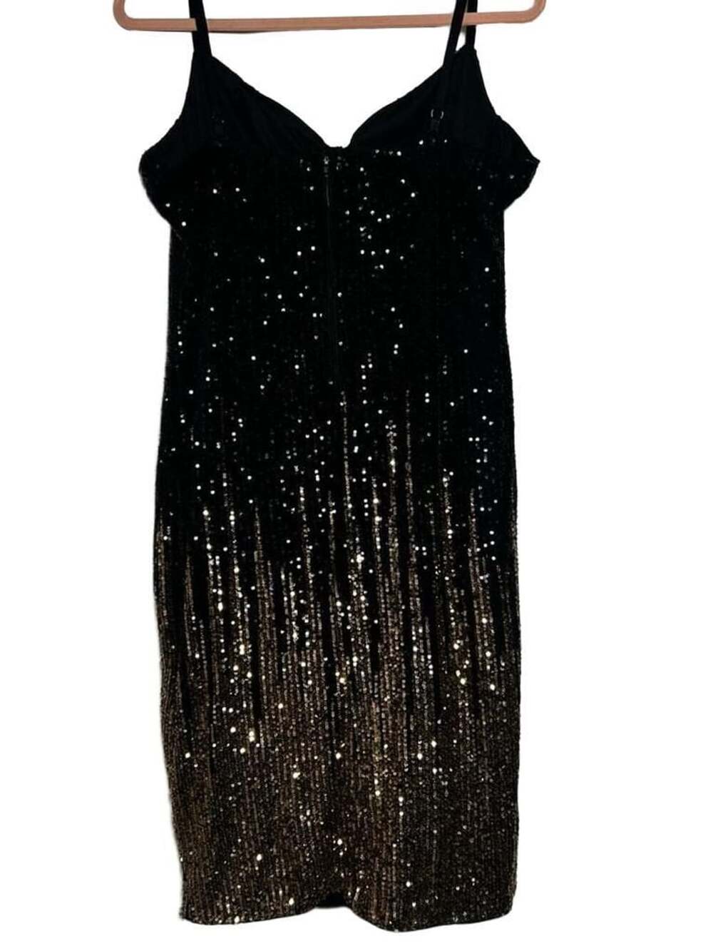 goodtimeusa Sequin Dress Size 3XL Black Gold Ombre Spaghetti Strap